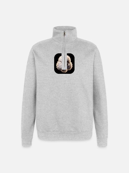 Pudelkopf im Animationsstil - Quarter-Zip-Sweatshirt - Grau meliert