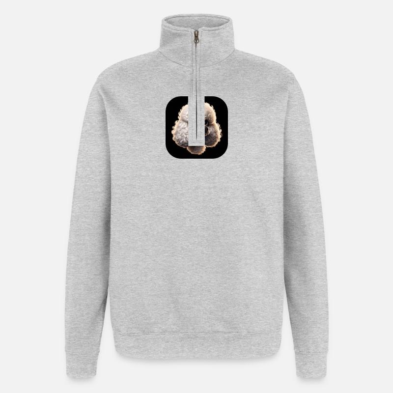 Pudelkopf im Animationsstil - Quarter-Zip-Sweatshirt - Grau meliert