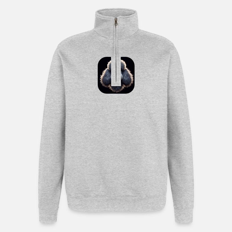 Caniche dans le style d’animation - Sweat à zip 1/4 - gris chiné