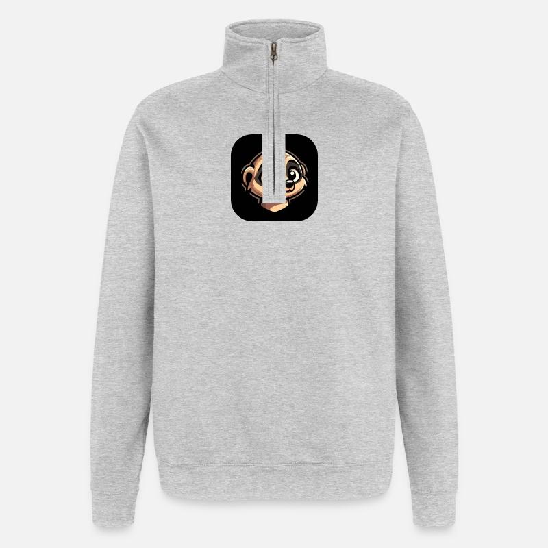 Erdmännchen Kopf im Comic Stil - Quarter-Zip-Sweatshirt - Grau meliert