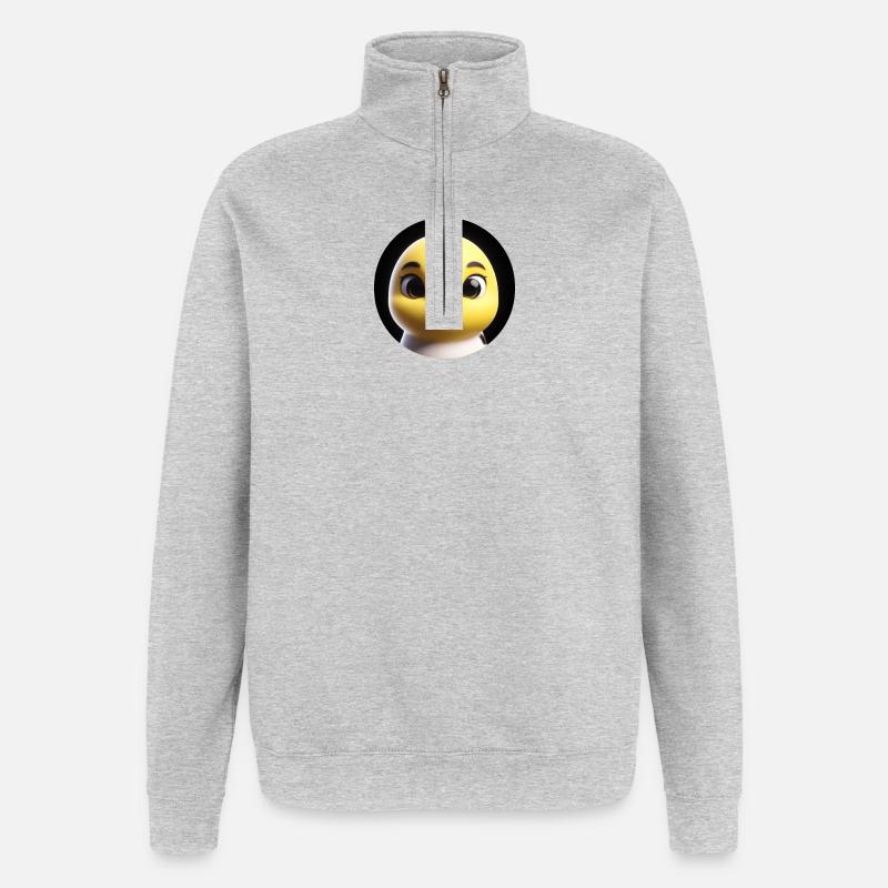 Poussins dans le style d’animation - Sweat à zip 1/4 - gris chiné