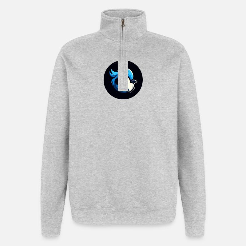 Comic Meise Vogel - Quarter-Zip-Sweatshirt - Grau meliert