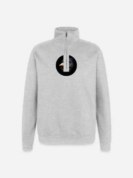 Raven in animation style - Quarter-Zip Sweatshirt - heather grey