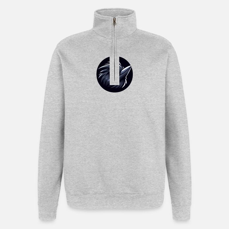 Oiseau merle comique - Sweat à zip 1/4 - gris chiné