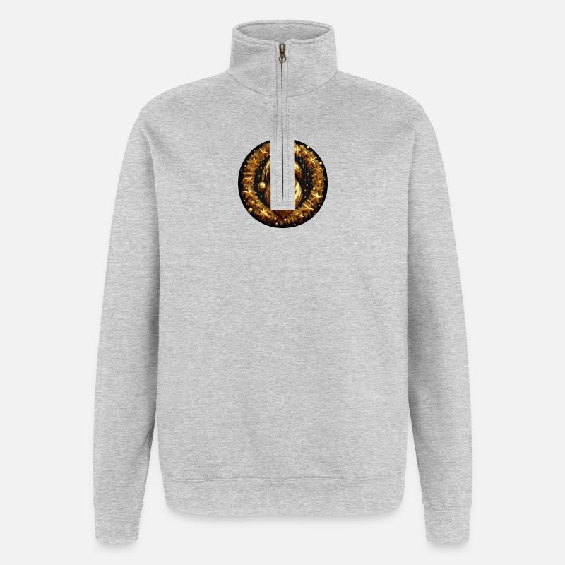 Weihnachtsmann in Gold mit Sternen - Quarter-Zip-Sweatshirt - Grau meliert