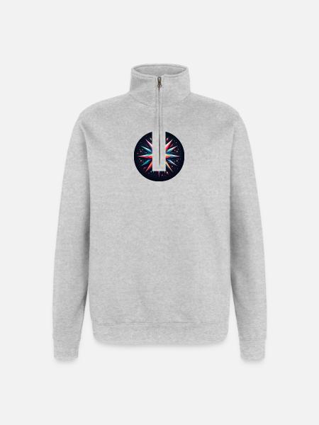 Polygon Stern bunt - Quarter-Zip-Sweatshirt - Grau meliert