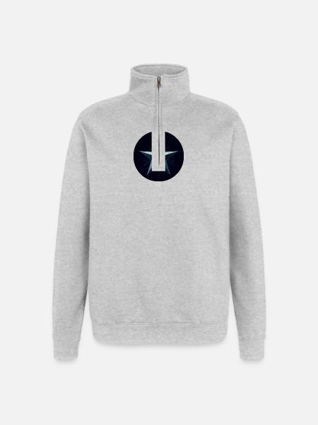 Blue star in polygon style - Quarter-Zip Sweatshirt - heather grey