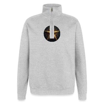 Polygon Stern gold - Quarter-Zip-Sweatshirt - Grau meliert - Vorne - AI Model Female 172 light (172cm) & AI Model Male 178 dark (178cm)
