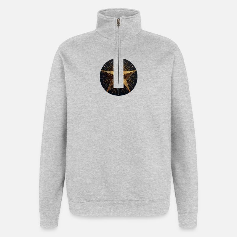 Étoile polygonale dorée - Sweat à zip 1/4 - gris chiné