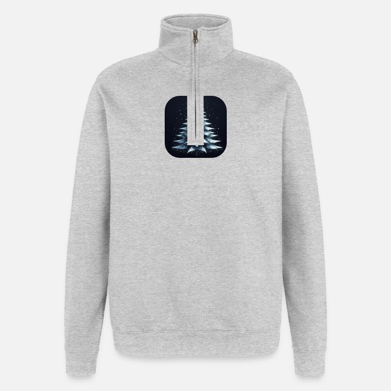 Arbre de Noël Sapin Polygones Vert - Sweat à zip 1/4 - gris chiné