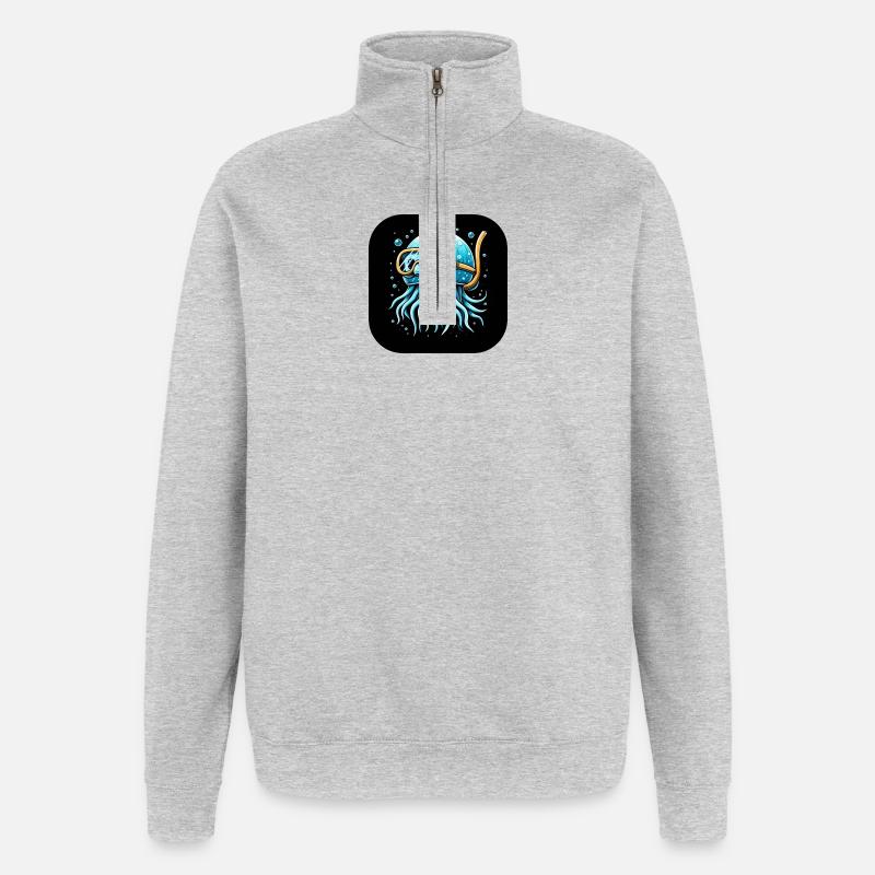 Octopus with Diving Goggles Comic - Quarter-Zip Sweatshirt - heather grey