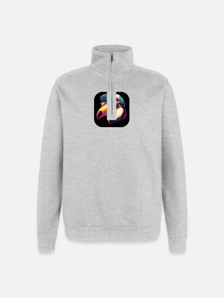 Toucan with hat and sunglasses - Quarter-Zip Sweatshirt - heather grey