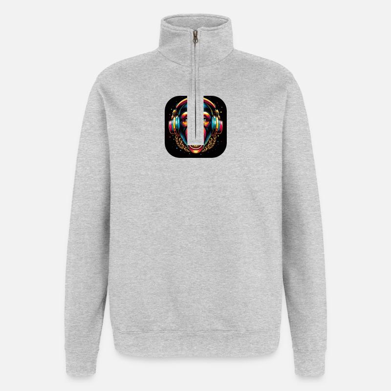 Casque Monkey Teeth - Sweat à zip 1/4 - gris chiné