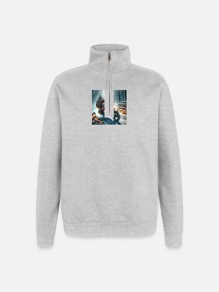 Weihnachts Design 8 - Quarter-Zip-Sweatshirt - Grau meliert