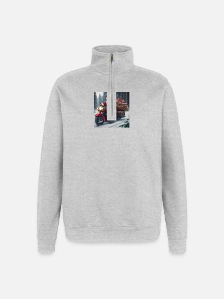 Weihnachts Design 3 - Quarter-Zip-Sweatshirt - Grau meliert