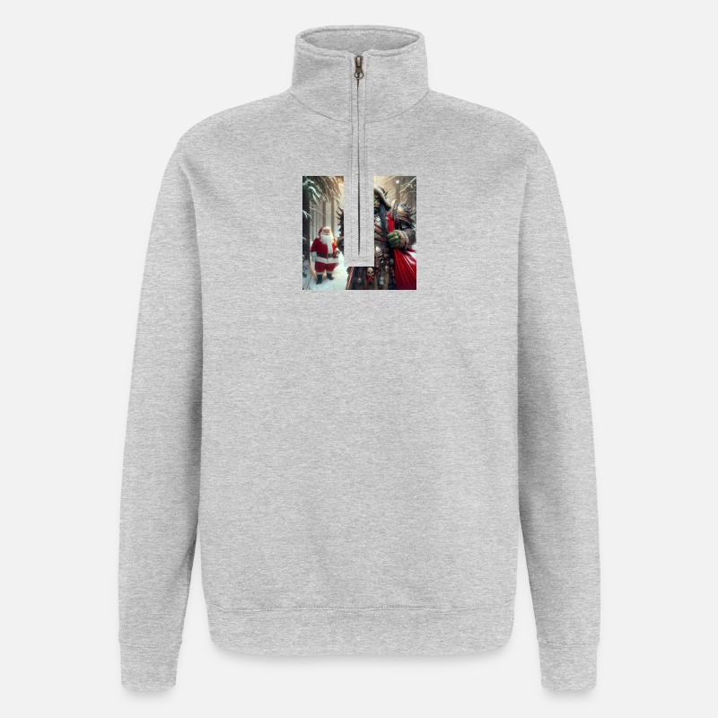 Orc Weihnachten 1 - Quarter-Zip-Sweatshirt - Grau meliert