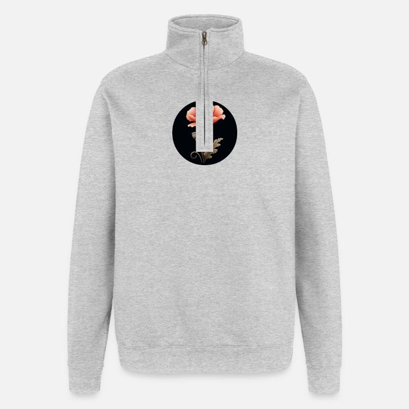 Mohnblume Mohn Blume rot orange - Quarter-Zip-Sweatshirt - Grau meliert