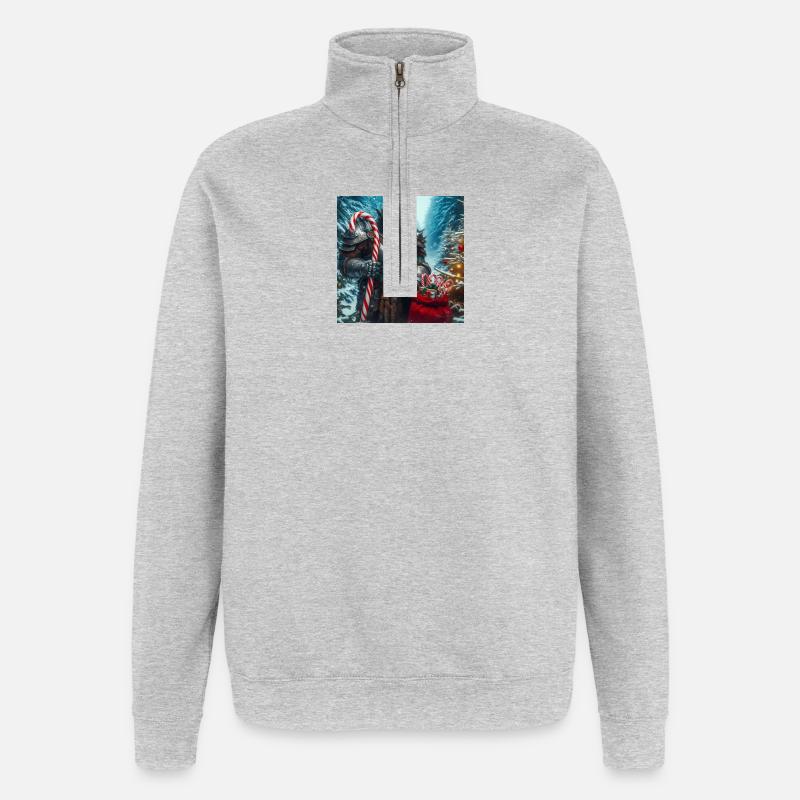 Orc Weihnachten 3 - Quarter-Zip-Sweatshirt - Grau meliert