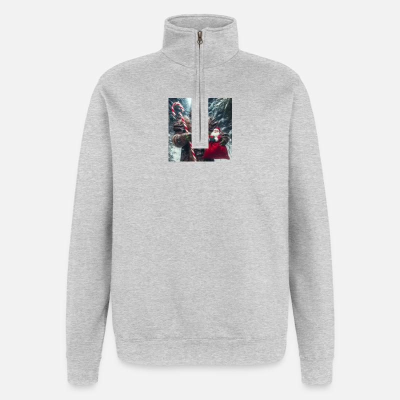 Noël Orc 2 - Sweat à zip 1/4 - gris chiné