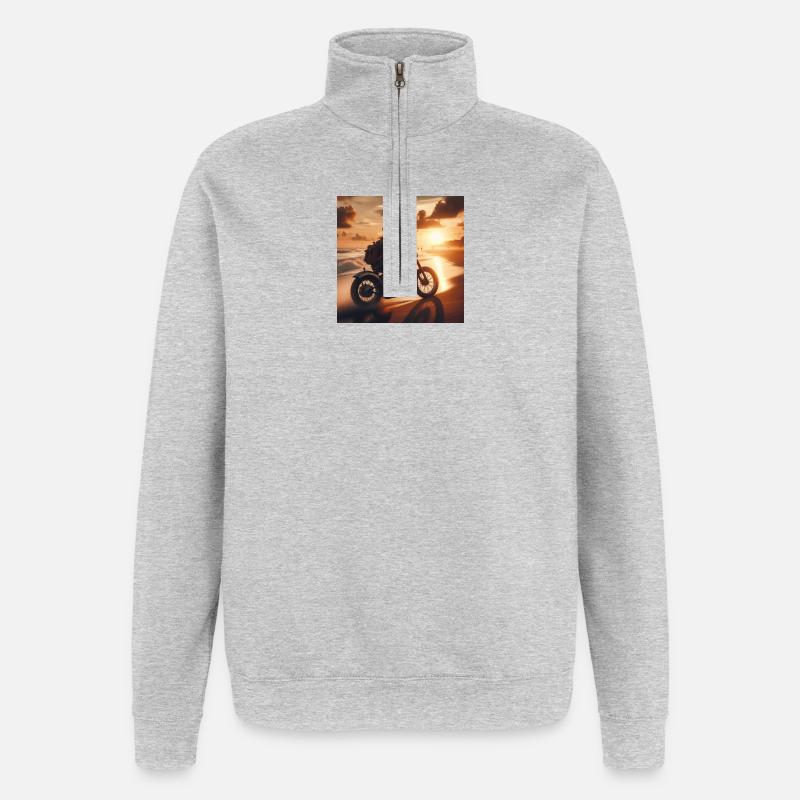 Motorcycle Old Sunset 2 - Quarter-Zip Sweatshirt - heather grey