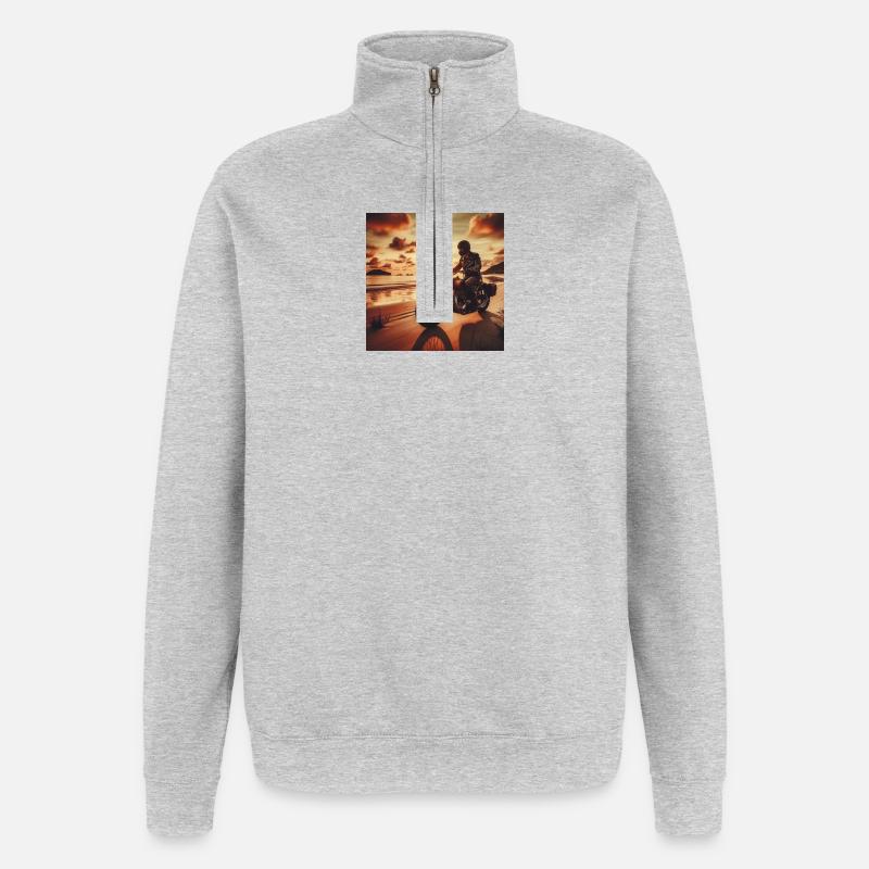 Motorcycle Old Sunset 3 - Quarter-Zip Sweatshirt - heather grey