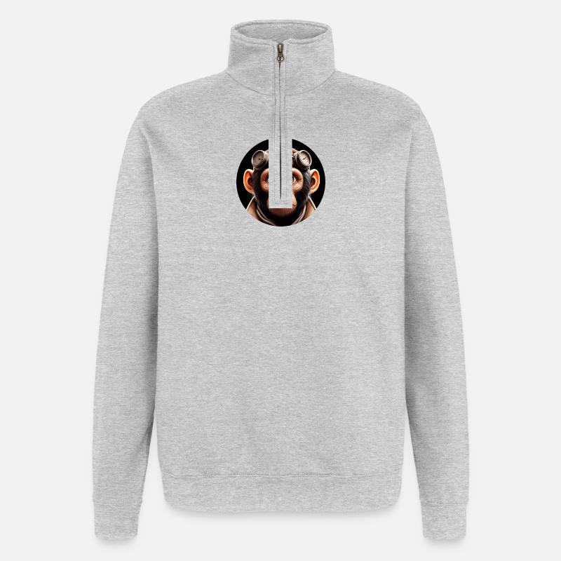 Singe Voyageur Dans Le Temps Voyage - Sweat à zip 1/4 - gris chiné