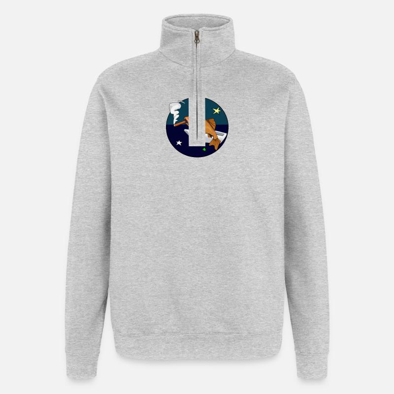 Fish with a cigar in space. - Quarter-Zip Sweatshirt - heather grey