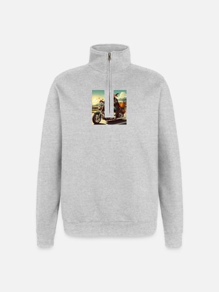 Monkey on motorbike - Quarter-Zip Sweatshirt - heather grey