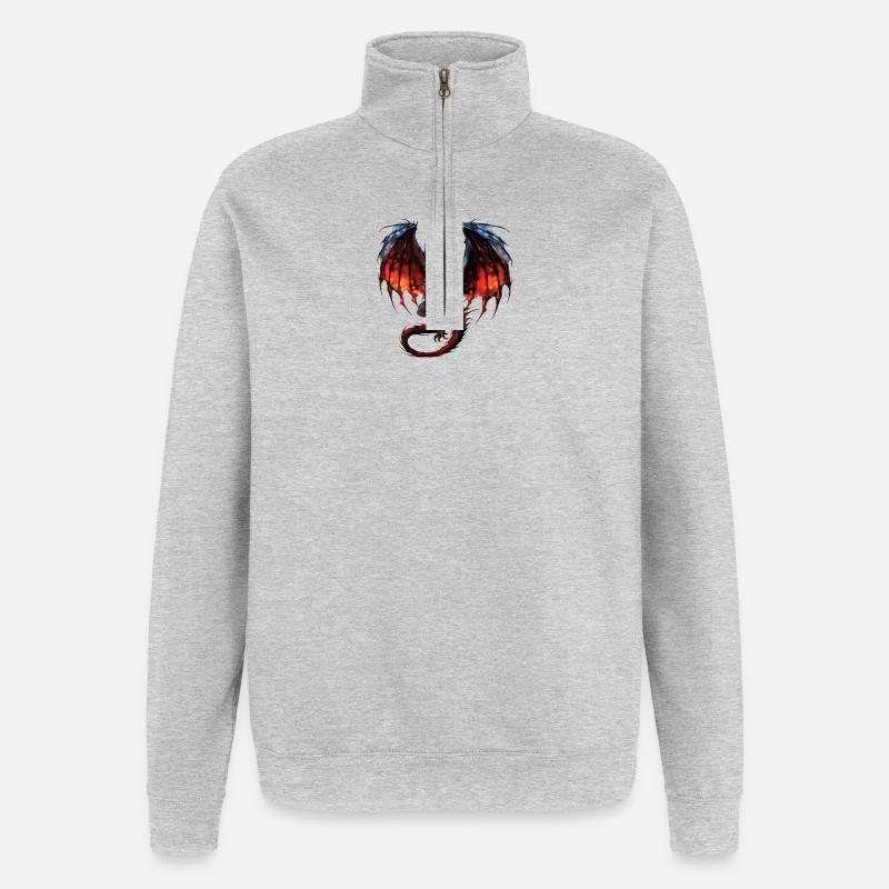 Flying Dragon - Quarter-Zip-Sweatshirt - Grau meliert
