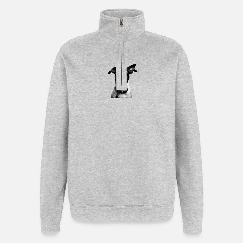 Chien Noir & Blanc - Sweat à zip 1/4 - gris chiné