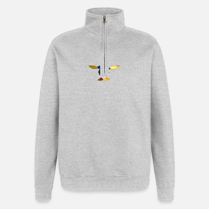 Ente mit Flügeln - Quarter-Zip-Sweatshirt - Grau meliert
