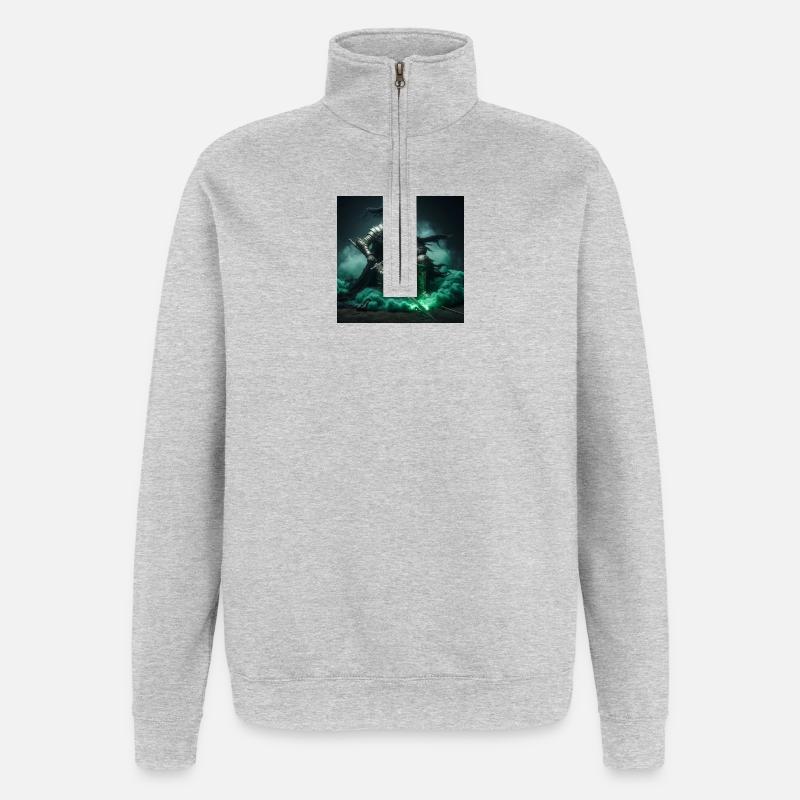 Geister-Ritter - Quarter-Zip-Sweatshirt - Grau meliert
