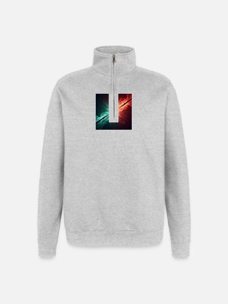 Zwei Zauberstäbe im Kampf - Quarter-Zip-Sweatshirt - Grau meliert