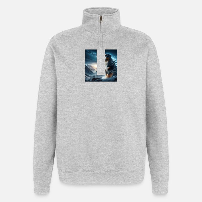 Berner Sennenhund - Quarter-Zip-Sweatshirt - Grau meliert