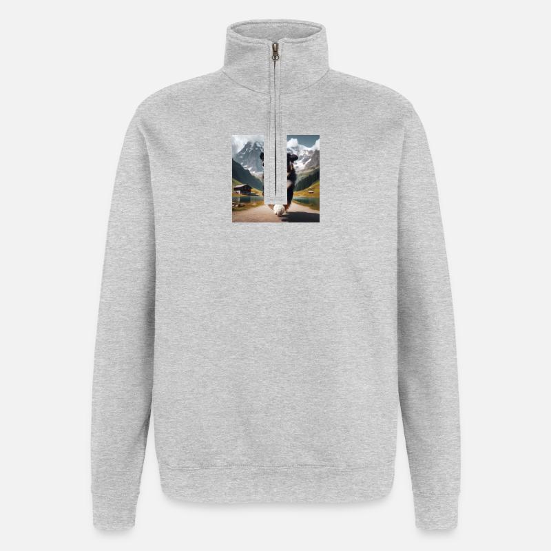 Berner Sennenhund - Quarter-Zip-Sweatshirt - Grau meliert
