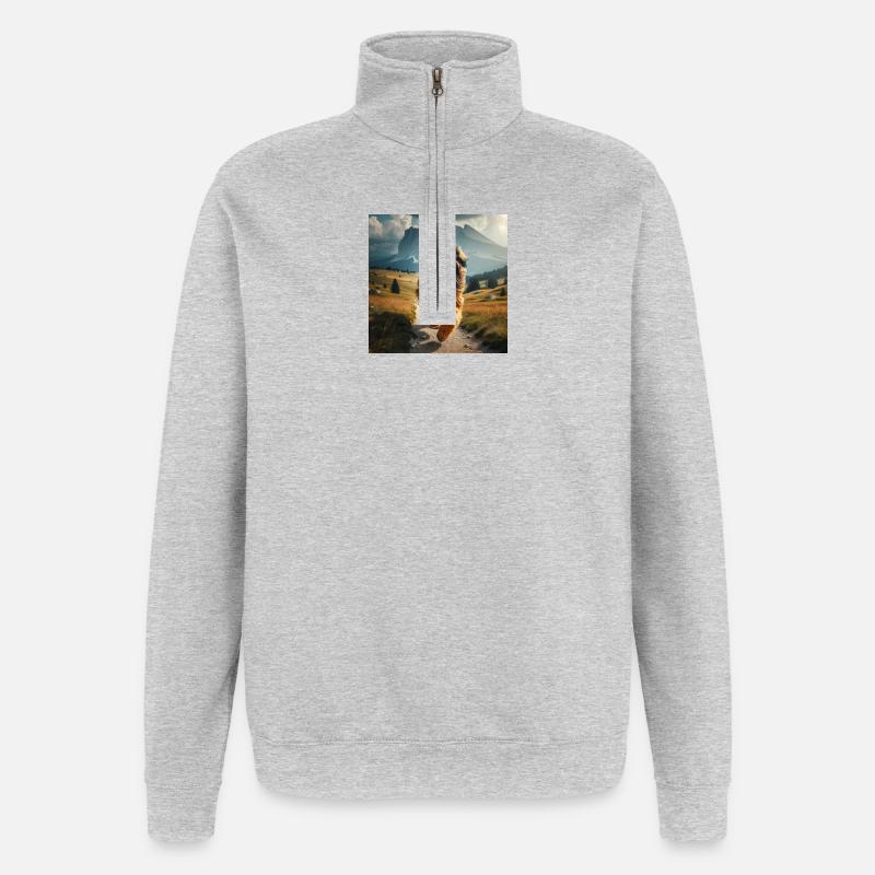 L’art de Leonberg - Sweat à zip 1/4 - gris chiné