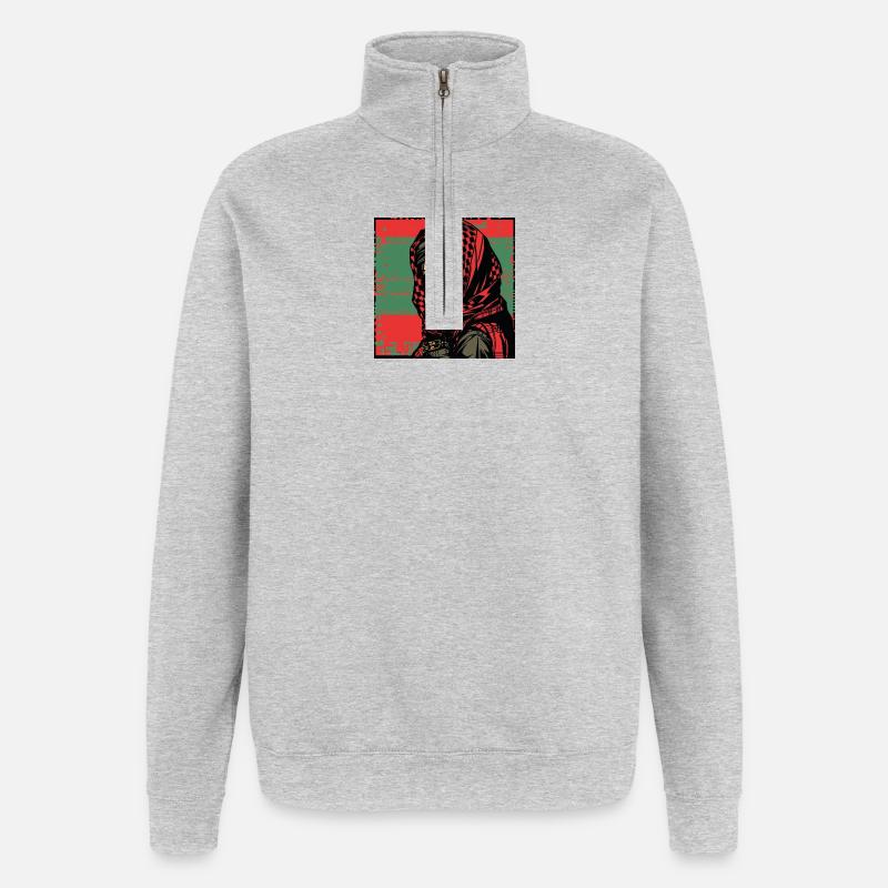 Fille de la révolution - Sweat à zip 1/4 - gris chiné