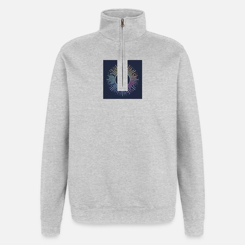 Un soleil frais et joyeux - Sweat à zip 1/4 - gris chiné