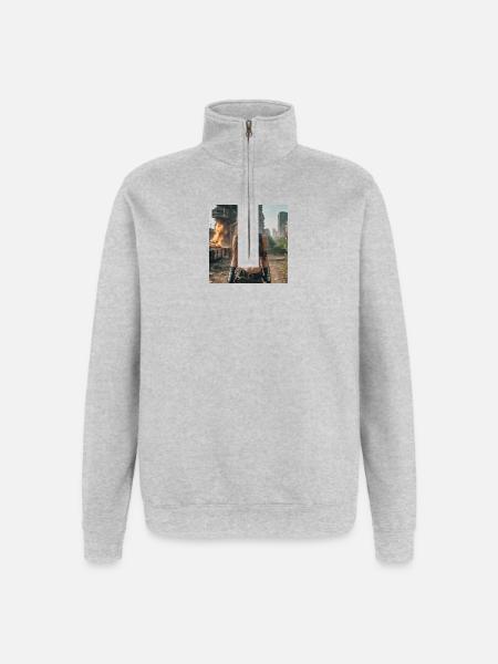 Apokalypse-Frau - Quarter-Zip-Sweatshirt - Grau meliert