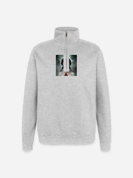 Crier - Sweat à zip 1/4 - gris chiné