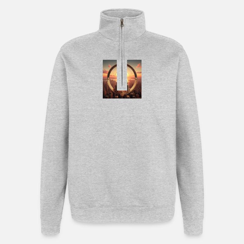 Gratte-ciel 4 - Sweat à zip 1/4 - gris chiné