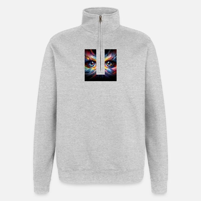 Yeux 2 - Sweat à zip 1/4 - gris chiné