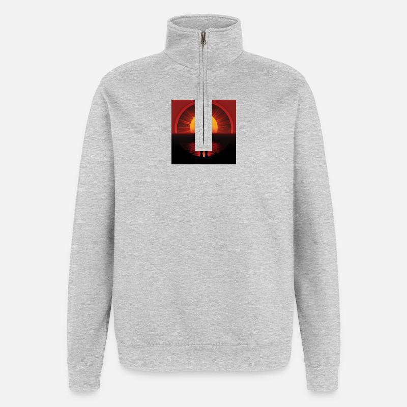 Coucher de soleil Ombre Vagabond - Sweat à zip 1/4 - gris chiné