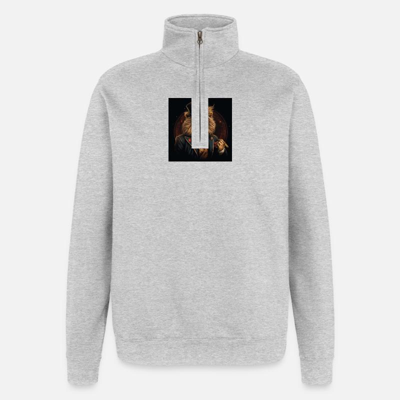 Leo gentleman in top hat - Quarter-Zip Sweatshirt - heather grey