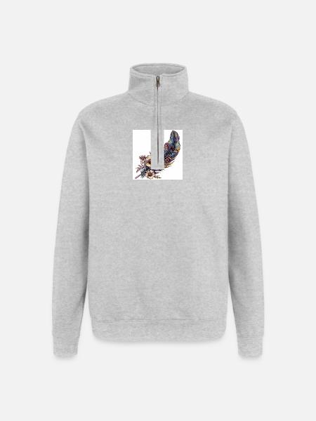 Feder Blumen Schmuck Gras Vogelfeder - Quarter-Zip-Sweatshirt - Grau meliert