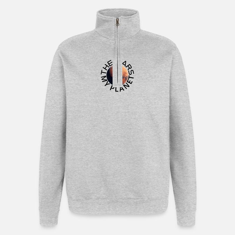 Marsoberfläche mit Kratern - Quarter-Zip-Sweatshirt - Grau meliert