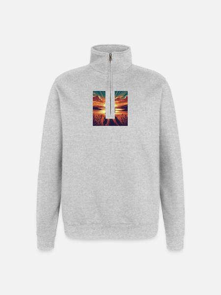 Evening walk at sunset - Quarter-Zip Sweatshirt - heather grey