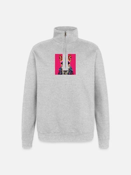 Bulldog avec du style - Sweat à zip 1/4 - gris chiné