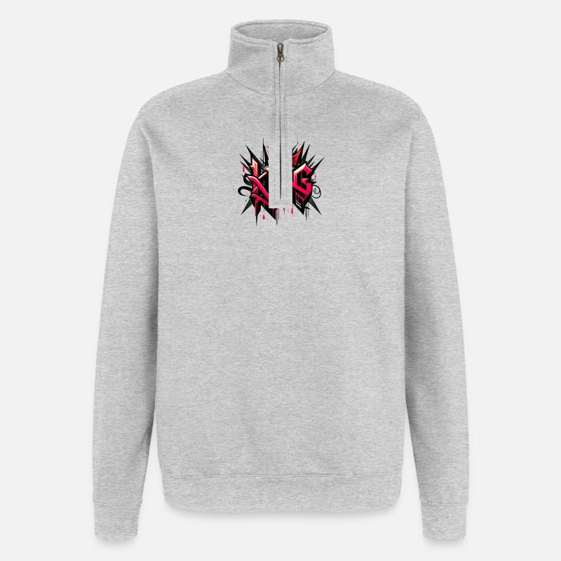 Couronne du Roi Graffiti - Sweat à zip 1/4 - gris chiné
