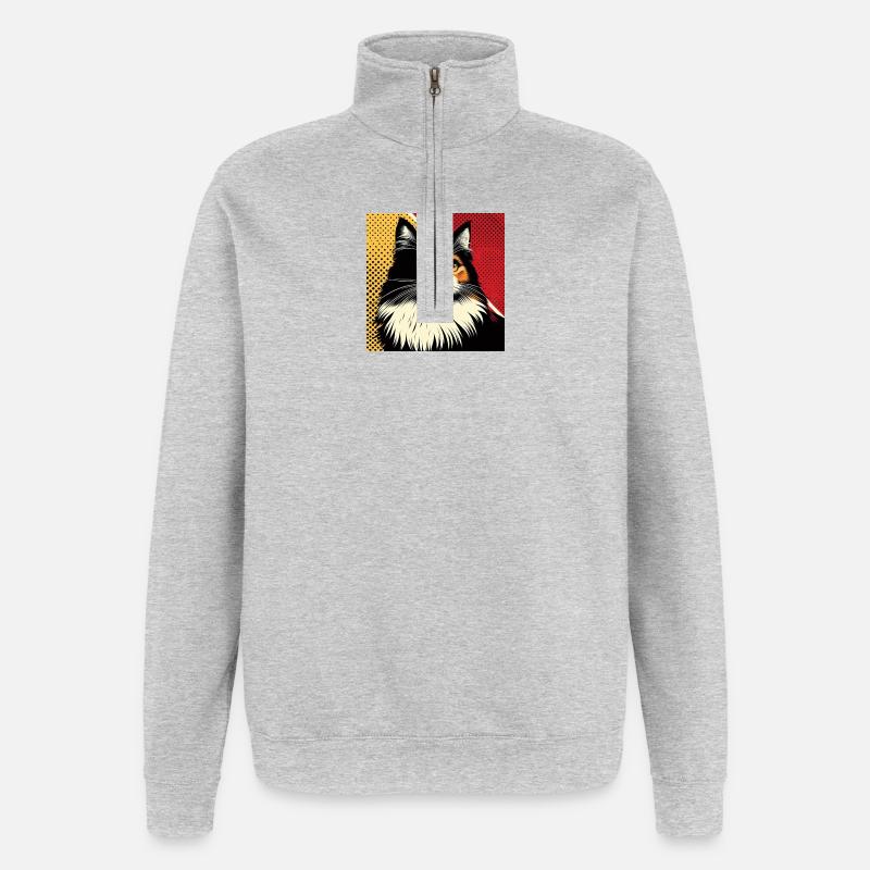 Cat 1 2 - Quarter-Zip Sweatshirt - heather grey